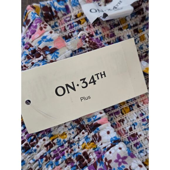 On 34th Plus Floral Smocked Midi Dress – Size 2X, NWT - Picture 8 of 11